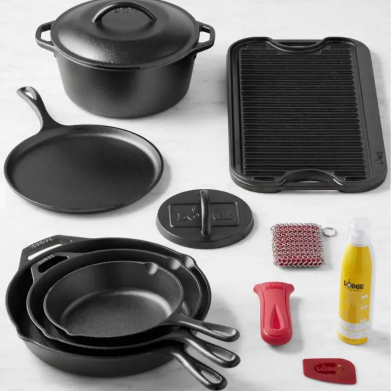 Lodge Classic Seasoned Cast Iron 8-Piece Cookware Set With Care Kit