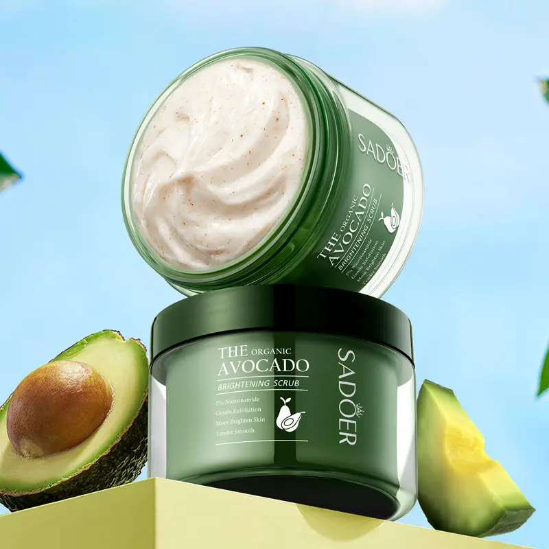 Organic Avocado Brightening Body Scrub with 5% Nicotinamide - Gentle Exfoliation, Exfoliate for Face, Dead Skin Remover, Tender Smooth Skin