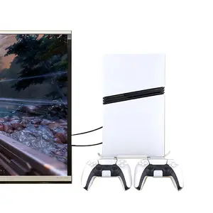 Wall Mount Stand For PS5 And PS5 Slim/Pro Console Steel vertical Holder Kits For Playstation 5 and Slim/Pro console Controllers Hook with Screw Fixing