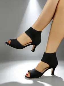 2026 Summer New Leopard Print Rhinestone Elastic Knit Open-Toe Sandals, Breathable High Heel Ankle Boots, Comfortable Anti-Slip Shoes