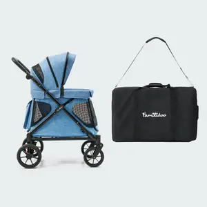 Q1 2.0 Stroller Wagon | Denim Blue, Included Rain Cover And Travel Bag