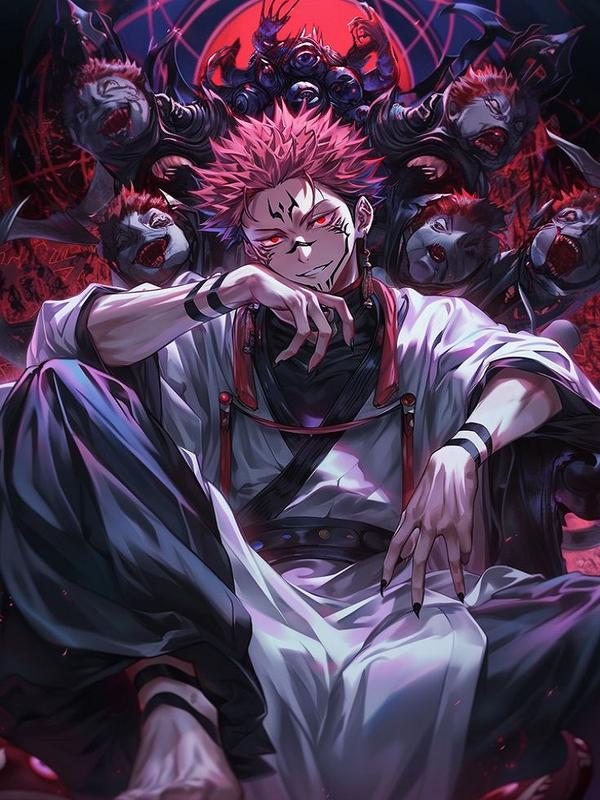 Jujutsu Kaisen Anime Poster - Sukuna King of Curses Throne Wall Art