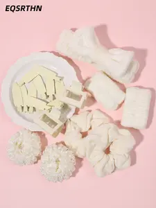 The 19-piece set of gentle hair accessories includes a variety of elastic hair loops, hair clips, wide and thin hair bands and practical wrist straps. With low saturation beige and light apricot color, matte texture is more advanced