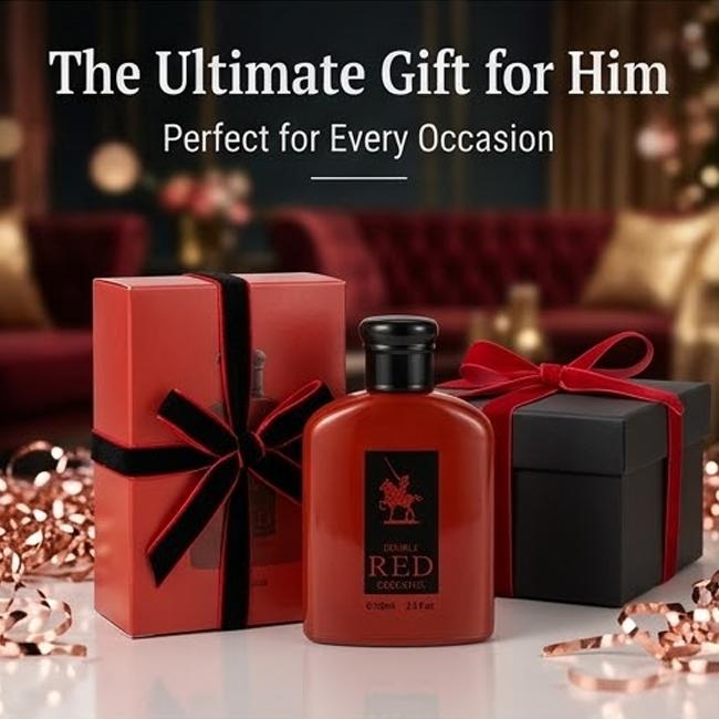 DOUBLE RED ESSENTIAL Men's Perfume 100ml | Long-lasting fragrance that lasts all day | Premium red bottle gift set | Perfect for business, commuting, and dates | Ideal birthday and holiday gift for your boyfriend or husband