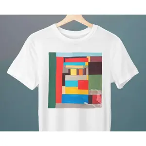 Women's Artistic and decorative composition inspired by Vasyl Yermylov's painting Graphic T-Shirt - Short Sleeve Crew Neck Regular Fit Casual Wear | Soft & Breathable Fabric, Durable Print, Everyday Comfort, Machine Washable, Cubism Abstract geometric