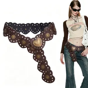 Western Belts for Women Vintage Disc Waist Belts Concho Leather Belts Boho Waist Belt for Dress Jeans, belt, beltsmen, belts, men belts fashion casual dress belt stylish belt decorative belt