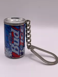 Bud Ice Can Keychain Vintage 1998 Filled With Water Made in Italy