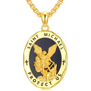 Saint Necklace S925 Sterling Silver Four Way Cross Necklace St Michael/St Christopher/St Benedict/St Joseph/St Francis Pendant, Religious Protection Necklace for Men Women Birthday Anniversary