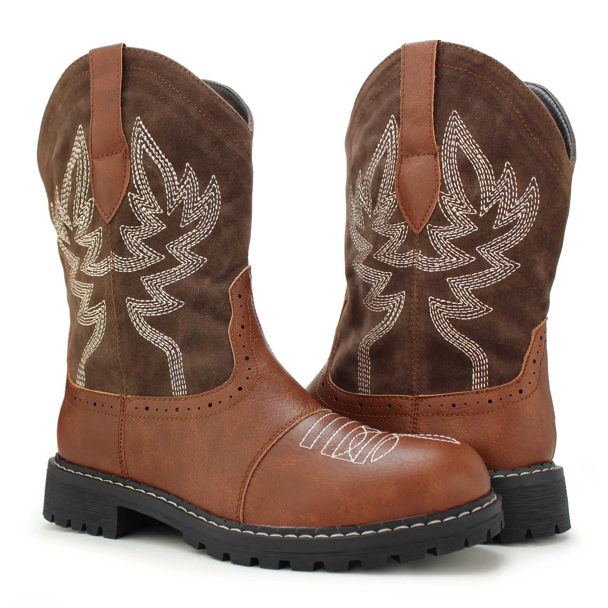 Hawkwell Women's Mid-Calf Western Cowboy Cowgirl Boots - Round Toe, Embroidered Fashion Footwear