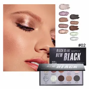 10-Color Shimmer Eyeshadow – Sparkly Black Tones for Smokey Party Looks