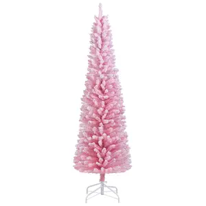 COSTWAY - 6 FT Artificial Christmas Tree with 460 Branch Tips and Folding Metal Stand