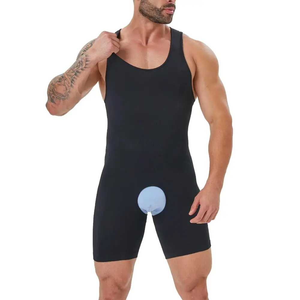 Seamless Tummy Control Body Shaper for Men, Full Body Compression Shapewear Bodysuit with an Open Crotch Design, Body Shaping