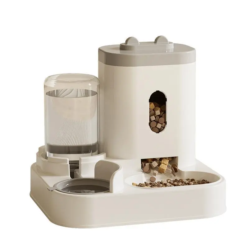 New Automatic Pet Feeder & Waterer Combo – 2-in-1 Food and Water Station for Cats and Dogs（gray） feeding dish
