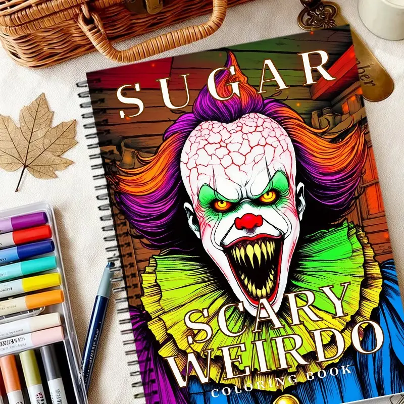 Horror Theme Adult Coloring Book, 20 Single-Sided Thick Paper Pages, Perfect for Halloween Gifts, Stress Relief and Creative Fun