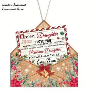 Christmas Ornament Gift for Daughter - Wooden Keepsake from Mom, Precious Memory Decoration for Christmas and Thanksgiving, Permanent Holiday Gift