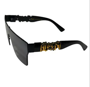 OG HARDCORE Big Frame Shiny Black/Gold Sun Glasses - Quality and Lightweight Design