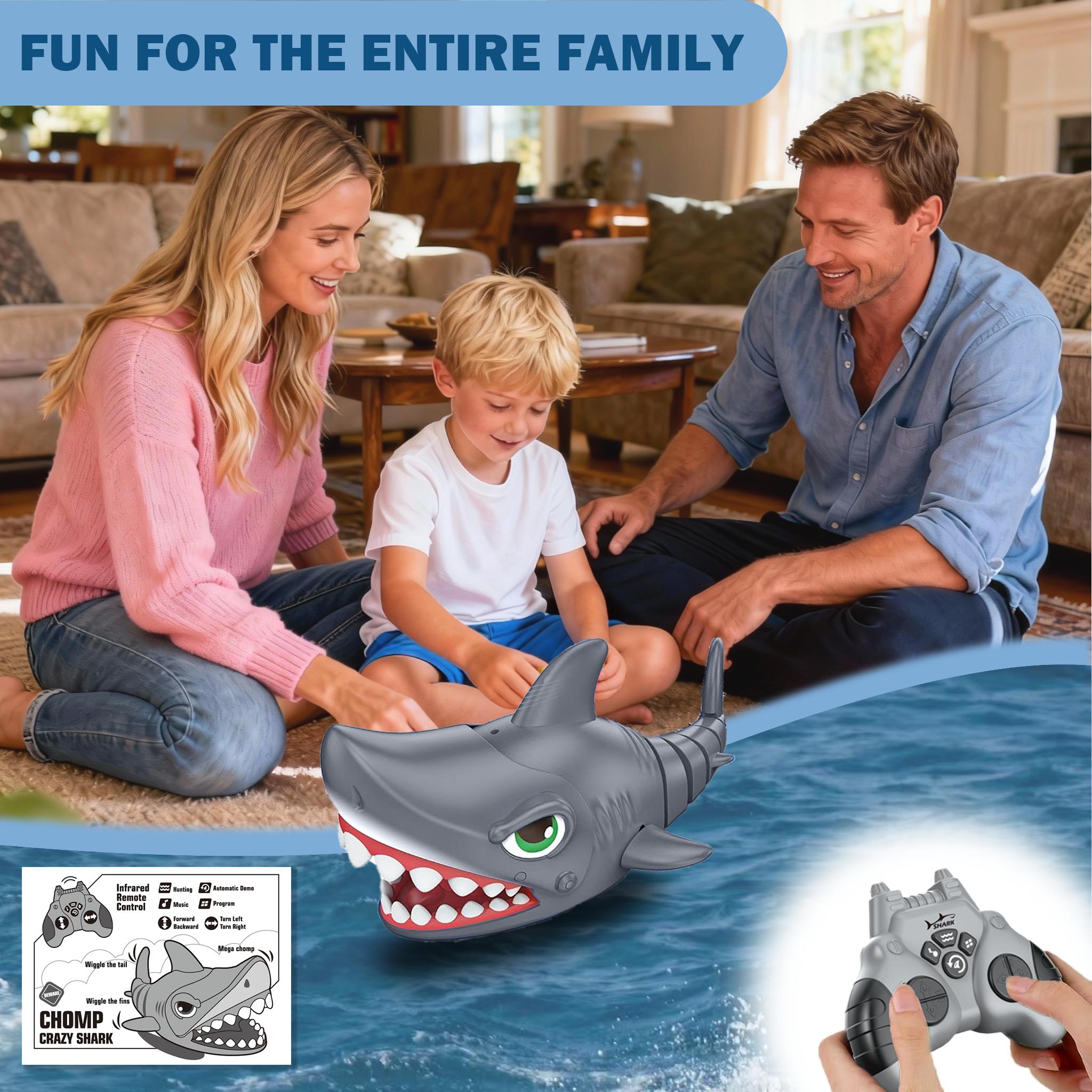 Remote Control Shark Toy, RC Shark Robot with Interactive Biting Action, Rechargeable Fun Toy Gift for Kids