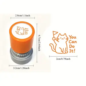 8pcs Energetic Cats Theme Teaching Stamps | English Motivational Photopolymer Stamp Collection, Multi-Functional Tool for Teacher Classroom Rewards & Student Journaling