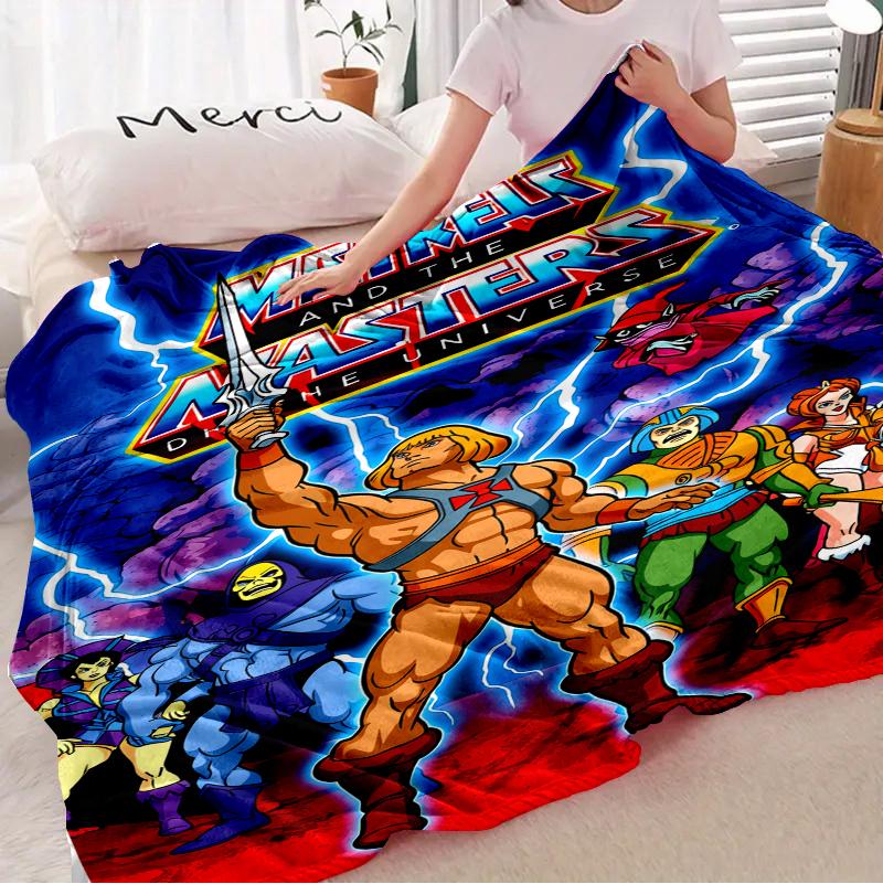 Countdown Sale!Masters of The Universe Anime Flannel Blanket Retro Cartoon Anime He-Man Flannel Suitable for use in offices, sofas, and travel settings, etcSuitable for all four seasons A gift suitable for fans, friends and children
