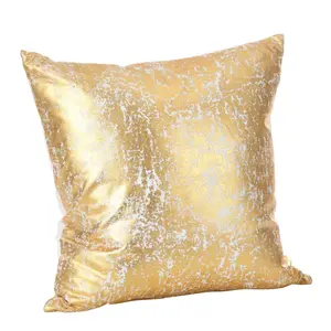 212 MAIN 18 in. 100% Cotton Square Donnelou Metallic Foil Print Down-Filled Decorative Throw Pillow, Gold Throw Cushion
