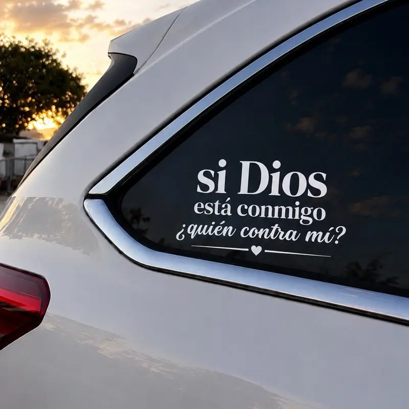 "Si Dios Está Conmigo Quien Contra Mi" Car Sticker, Automotive Exterior Accessory, Car Vehicle Decoration, Decals for Vehicles, Stickers for Adults