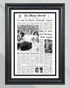 1973 Miami Dolphins Super Bowl VII Champions Poster No Frame Front Page Newspaper Print Don Shula