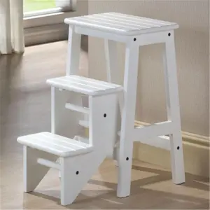 212 MAIN Boraam 36324 Niko Foldable 24-in Hardwood Step Stool - Cream, Safety Latch