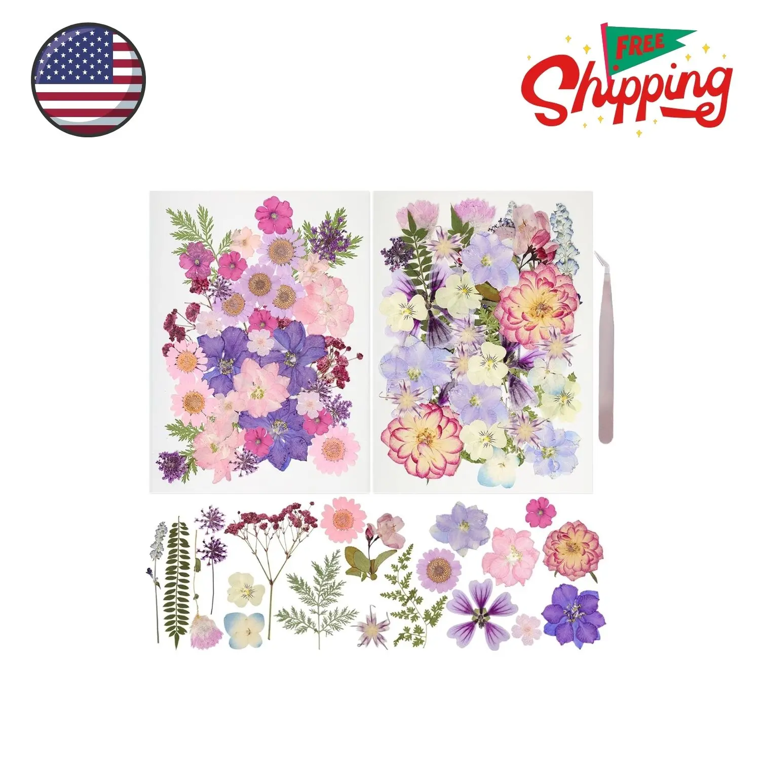 50Pcs Dried Pressed Flowers Resin Mould Natural Dry Mixed Colorful Daisy Herbs Kit with Tweezers