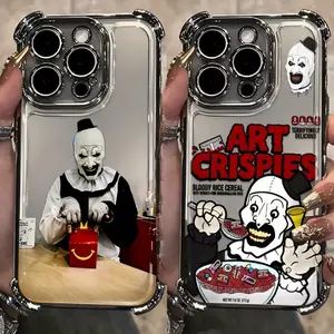 Horror Art the Clown Funny Phone Case For iPhone 17 16 15 14 13 12 11 Mini Pro Max Air X XR XSMAX & Samsung Galaxy S26 S25 S24 S23 S22 S21 FE Ultra Plus EDGE Anti-Drop anti-fall Transparent Soft Back Cover