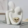 Abstract Couple Figurine Sculpture, Modern Embracing Couple Art Ornament, Ceramic Decor for Entrance, Living Room or Bedroom Decor, Decorative Ornaments