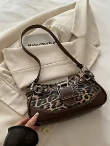 Women's Fashionable Leopard Print Buckle Decor Crossbody Bag, Casual Versatile Shoulder Bag for Daily Used, Trendy All-match Bag for Commute, Work, Travel
