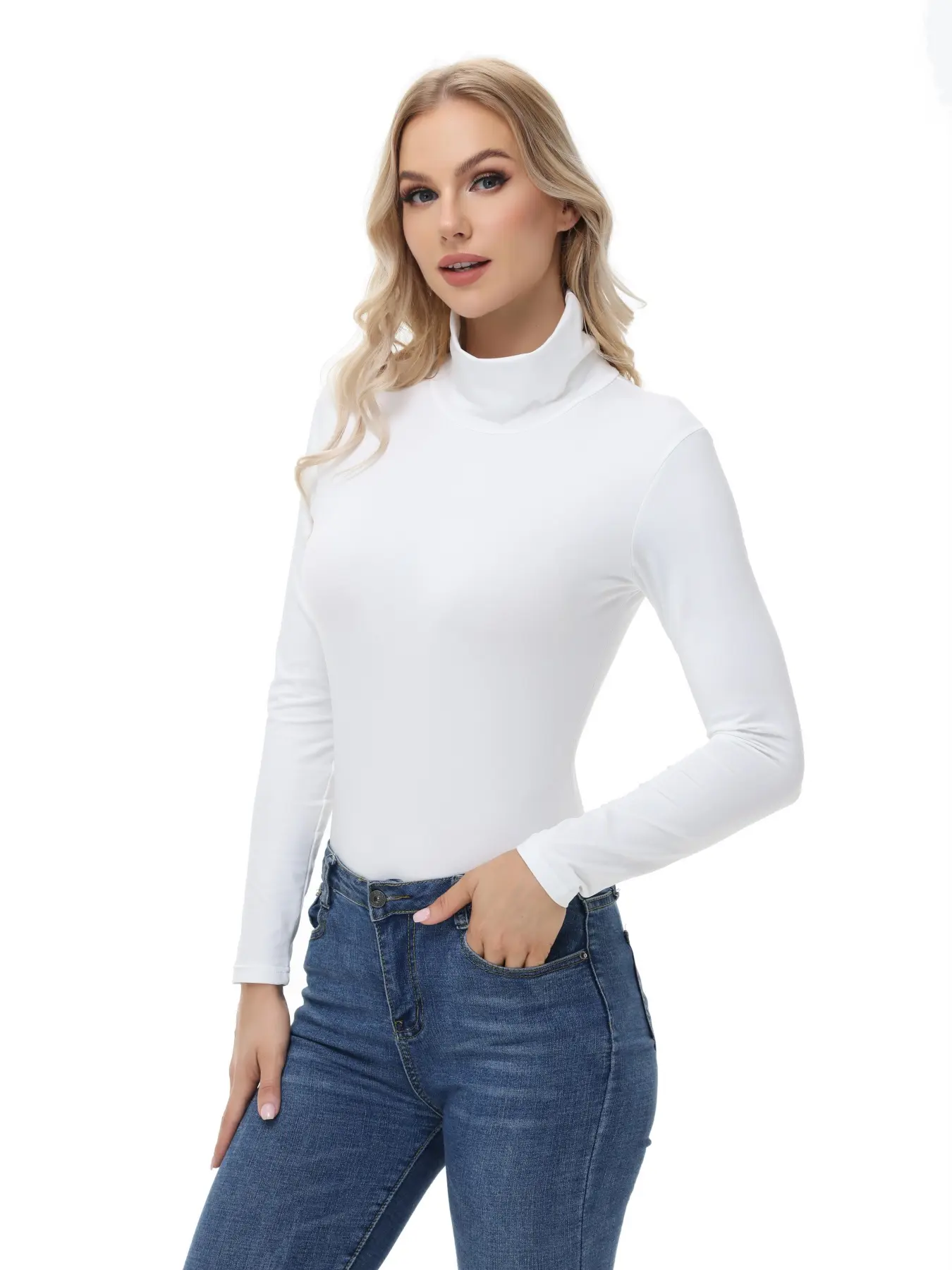 Women's Warm Thermal Underwear Top, Mock Neck Long Sleeve Base Layer Shirt for Fall & Winter, Fitted Sporty Style