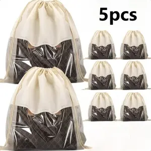 Breathable Non-Woven Dustproof Drawstring Bag Set, Household Dust Cover, Ideal for Handbags and Shoes, Perfect for Luggage and Store Displays