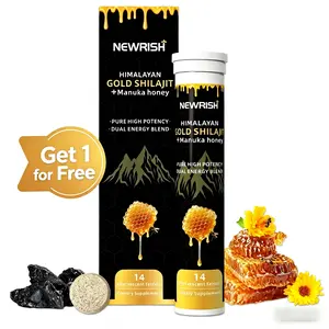 Newrish Pure Himalayan Shilajit Effervescent Tablets – 100% Natural & Organic Manuka Honey – Boosts Athletic Performance – Buy 1 Get 1 Free