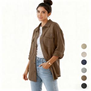 Women's Shacket Jacket with Pockets Casual Fall Coat Long Sleeve Flannel Shirts Button Down Collared Winter Clothes Fit Outfits Soft Warm Chic Oversized Tops summerwins