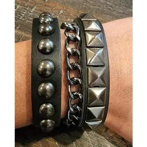 Studded Leather Chain Bracelet