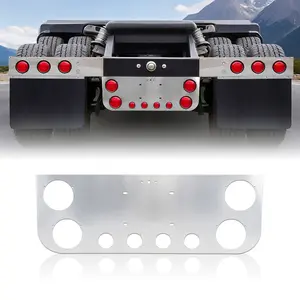 Semi Truck Rear Tail Light Panel Stainless Steel Chrome with Round Cutouts (Lights Not Included)