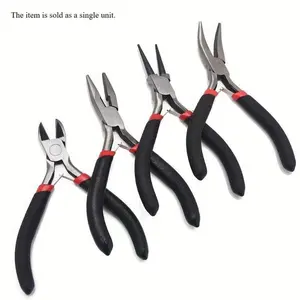 Multi-Purpose DIY Craft Pliers - Flat, Round, and Diagonal Nose Pliers with Metal Toothed Handles for Jewelry Making, Beading, and Sewing - Durable Metal Construction for Precision Clamping in Craft Projects, Sewing Tools, Ergonomic Design.