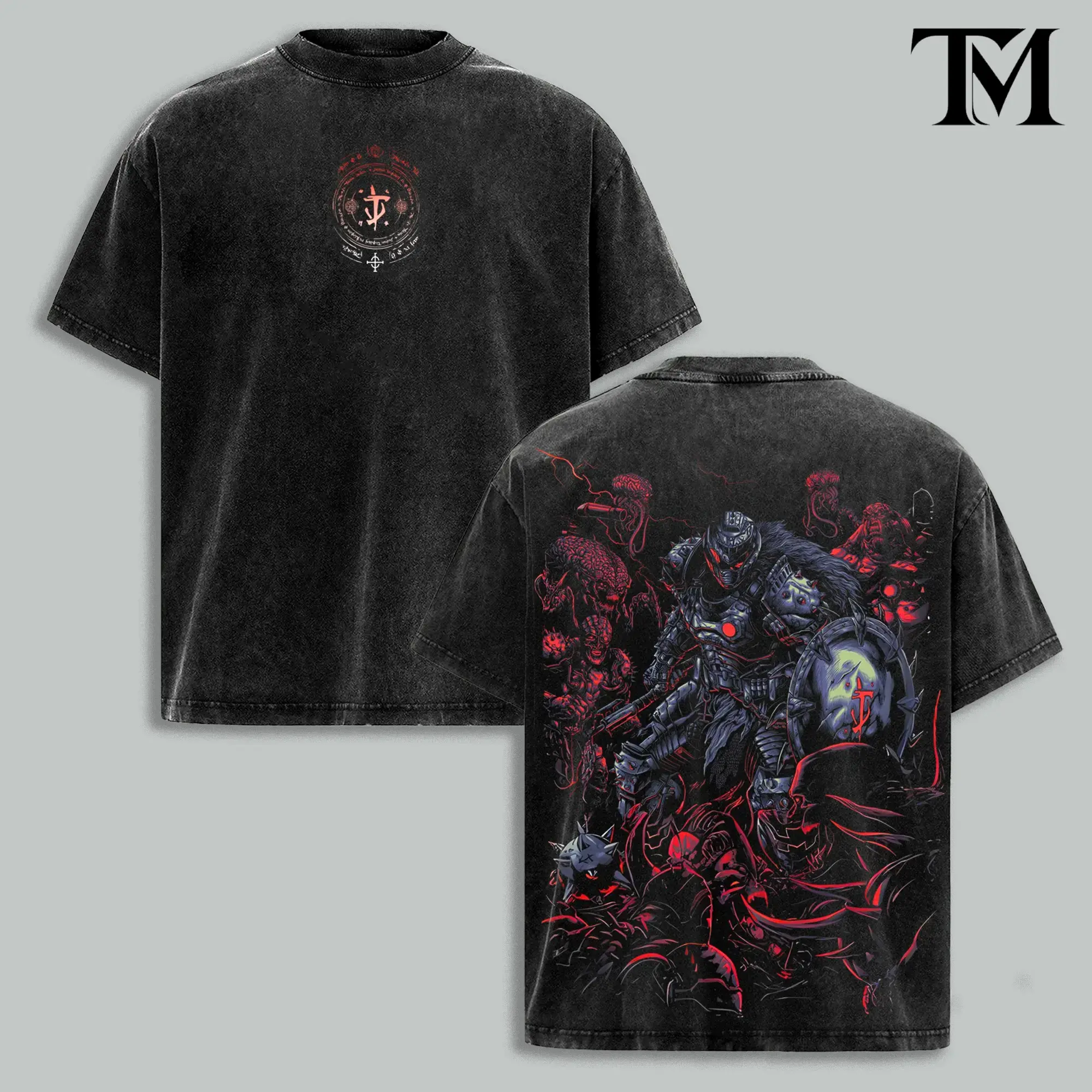 DOOM The Dark Ages Power Washed T-Shirt – Vintage Heavyweight Cotton Graphic Tee, Slayer-Inspired Retro FPS Streetwear, Unisex Gamer Shirt for Men and Women, Gift for DOOM Fans