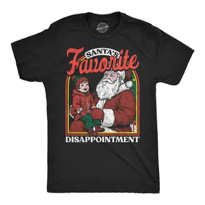 Mens Funny T Shirts Santas Favorite Disappointment Sarcastic Christmas Graphic Novelty Tee For Men Mens Funny T Shirts Cool Vintage Fashion T-Shirt Gift Classic Menswear Christmas Apparel for Men Novelty Tees Black -
