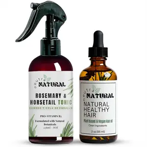 Neutra Natural Hair Growth Duo – Rosemary & Horsetail Scalp Tonic + Botanical Growth Oil for Thicker, Stronger Hair – Vegan, Sulfate-Free – 8 oz + 2 oz