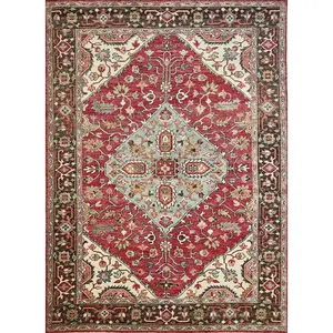 936 - Traditional  Heriz  Medallion Vegetable dyed Wool Carpet