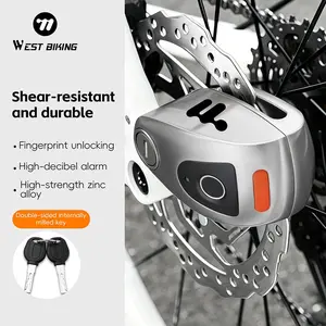 WEST BIKING Fingerprint Disc Brake Lock, 3-in-1 Smart Anti-Theft Bike Lock with Key & App Unlock, IPX6 Waterproof Zinc Alloy Motorcycle Lock, Anti-Smash Anti-Cut Security Lock for Bicycle Scooter