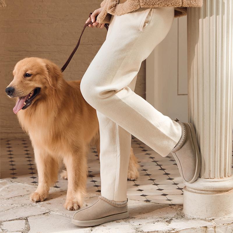 Dream Pairs [FuzzyEasy] Women‘s Men's Unisex Casual Slip-on Suede Leather Fuzzy Slippers Couple Indoor Outdoor Fluffy Home Comfort Winter Cute Warm Furry Shoes Classic Stylish Girl Footwear Walking Shoes Nail