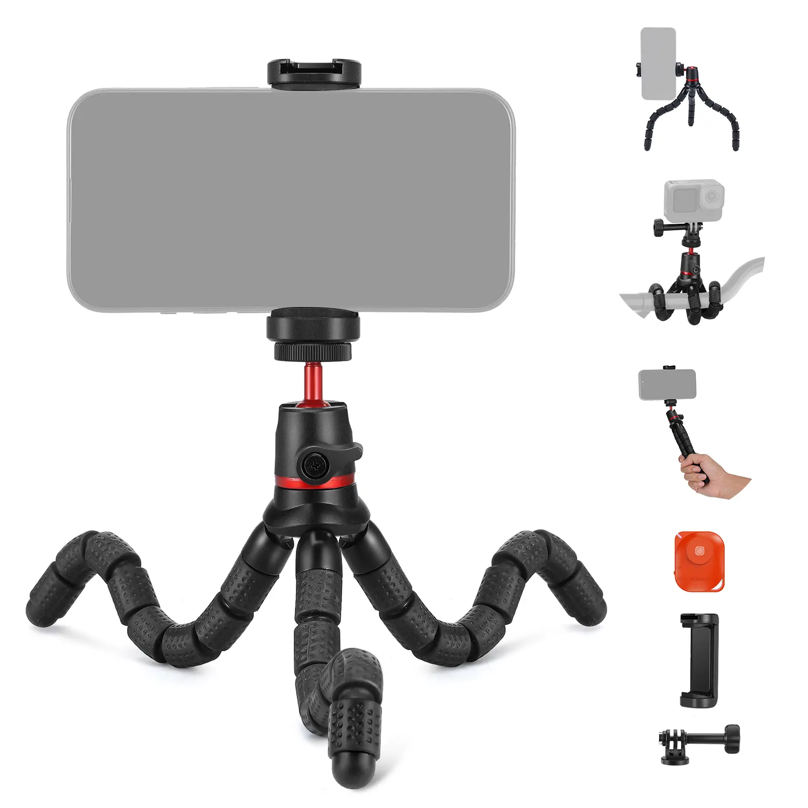NEEWER T72 Phone Tripod with Remote, Action Camera Mount and Phone Holder, Mini Flexible Camera Tripod for SpringTravel, Vlogging, Streaming, Compatible with iPhone, Samsung, GoPro, DSLR