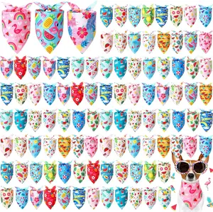 100 count Summer Bandanas for Dogs Bulk Hawaiian  Bandanas Fruit Kerchief Set for Summer Puppy Small Medium Large Pets Costume Accessories