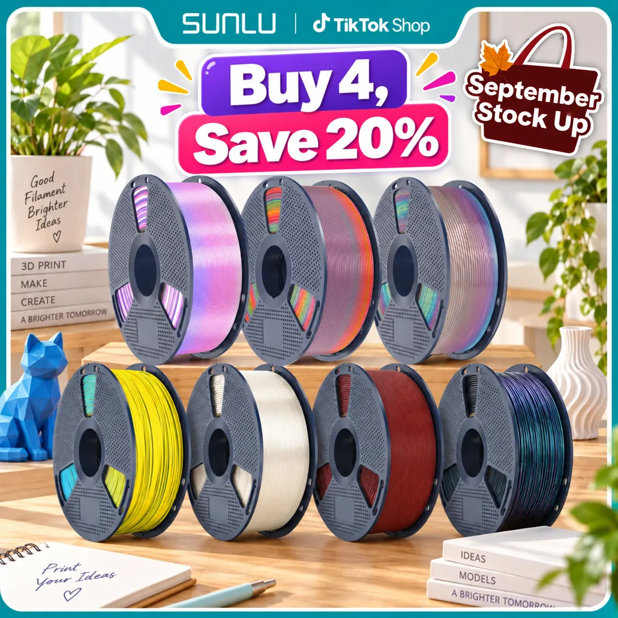 SUNLU 1KG PLA Filament Bundle, 3D Printing Supply with Back to School Aesthetic Options - Mix & Match Galaxy Theme, Twinkling, Marble, Wood, Rainbow, Matte Varieties tiktokshopbacktoschool,back to school,back to school haul