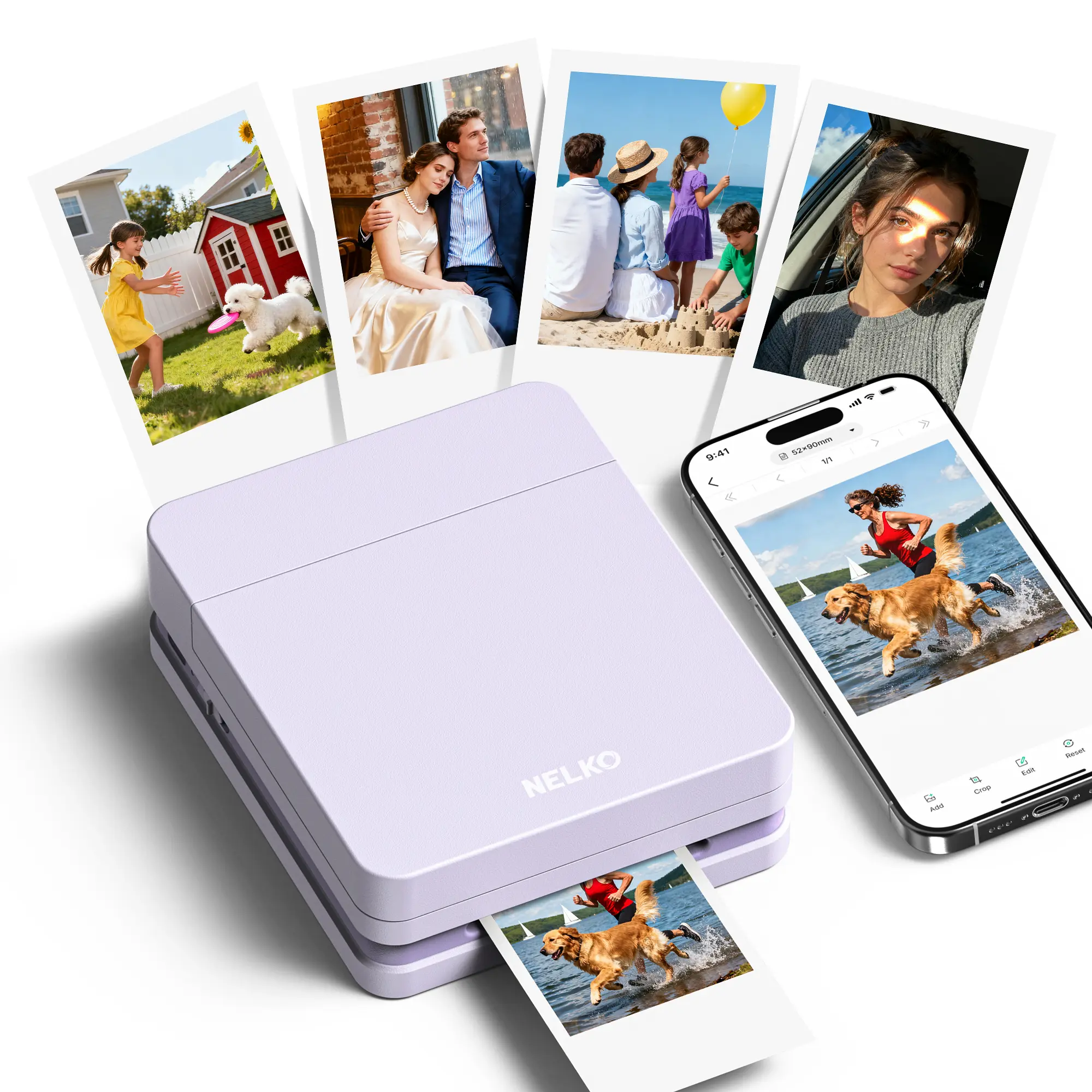 PP01 Portable Mini Color Wireless Mobile Printer, Instant Smartphone Photo Printer, Sticky-Back Photos, Bluetooth Compatible with iOS & Android Devices, Fun Editing App, Perfect Gift For Valentine's Day(Back to School Essential)