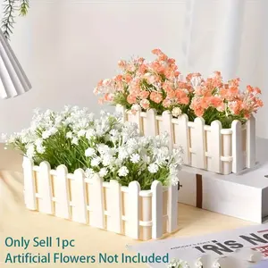 Fence-Style Plastic Planter — A decorative pot designed for artificial flowers (artificial flowers not included). Features a creative fence-like design; serves as a decorative basket for gardening and bonsai, a charming accent piece for potted plants, and