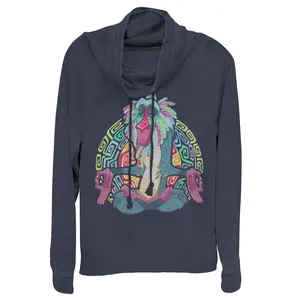 Juniors Womens Lion King Rafiki Geometric Rainbow Cowl Neck Sweatshirt